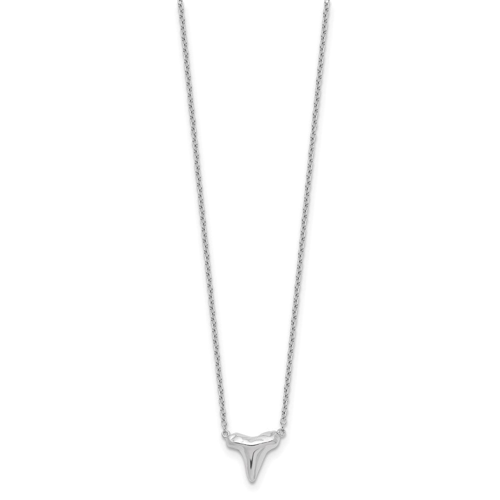 Sterlingsilber Rhodiniert Poliert Shark Tooth 16 Zoll mit A 2 Extention Halskette