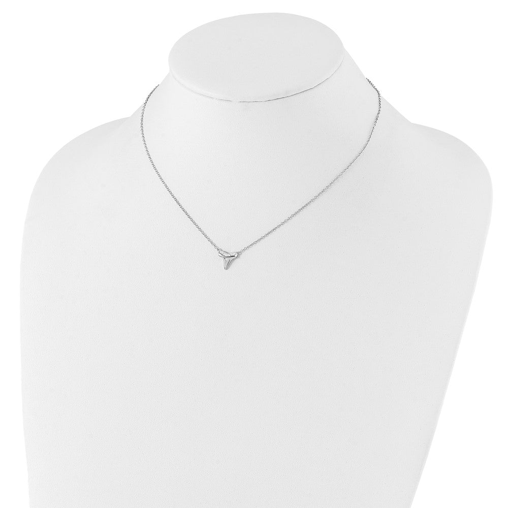 Sterlingsilber Rhodiniert Poliert Shark Tooth 16 Zoll mit A 2 Extention Halskette