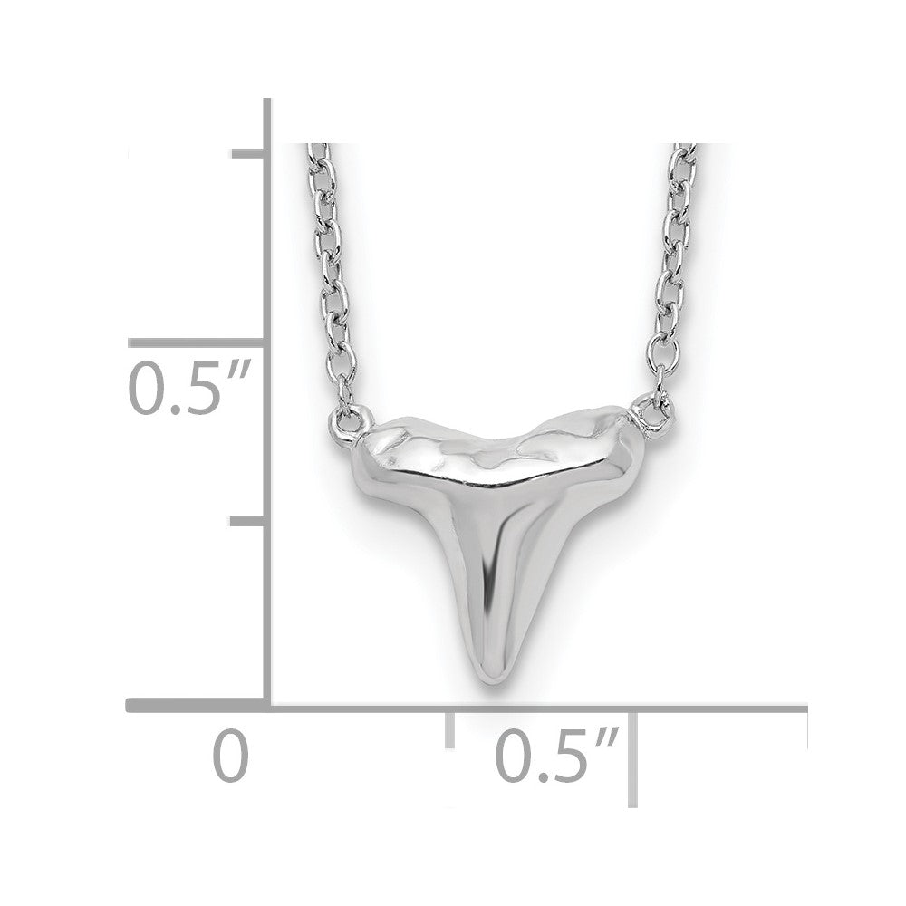Sterlingsilber Rhodiniert Poliert Shark Tooth 16 Zoll mit A 2 Extention Halskette