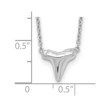 Sterlingsilber Rhodiniert Poliert Shark Tooth 16 Zoll mit A 2 Extention Halskette