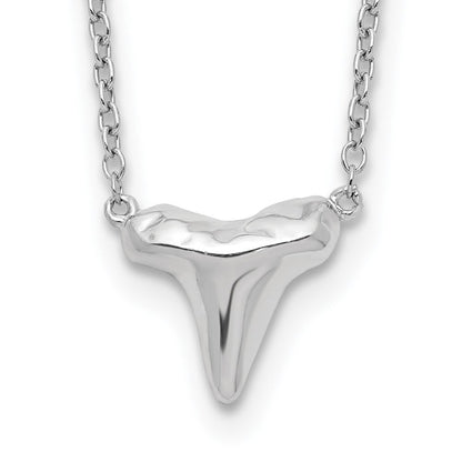 Sterlingsilber Rhodiniert Poliert Shark Tooth 16 Zoll mit A 2 Extention Halskette