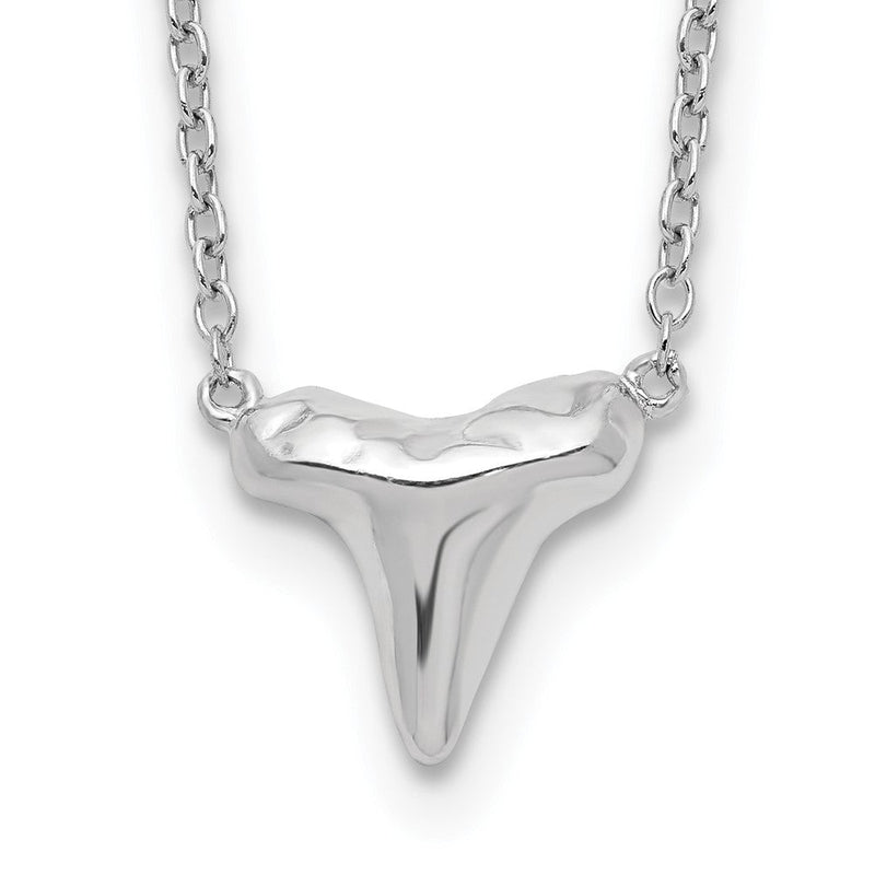 Sterlingsilber Rhodiniert Poliert Shark Tooth 16 Zoll mit A 2 Extention Halskette