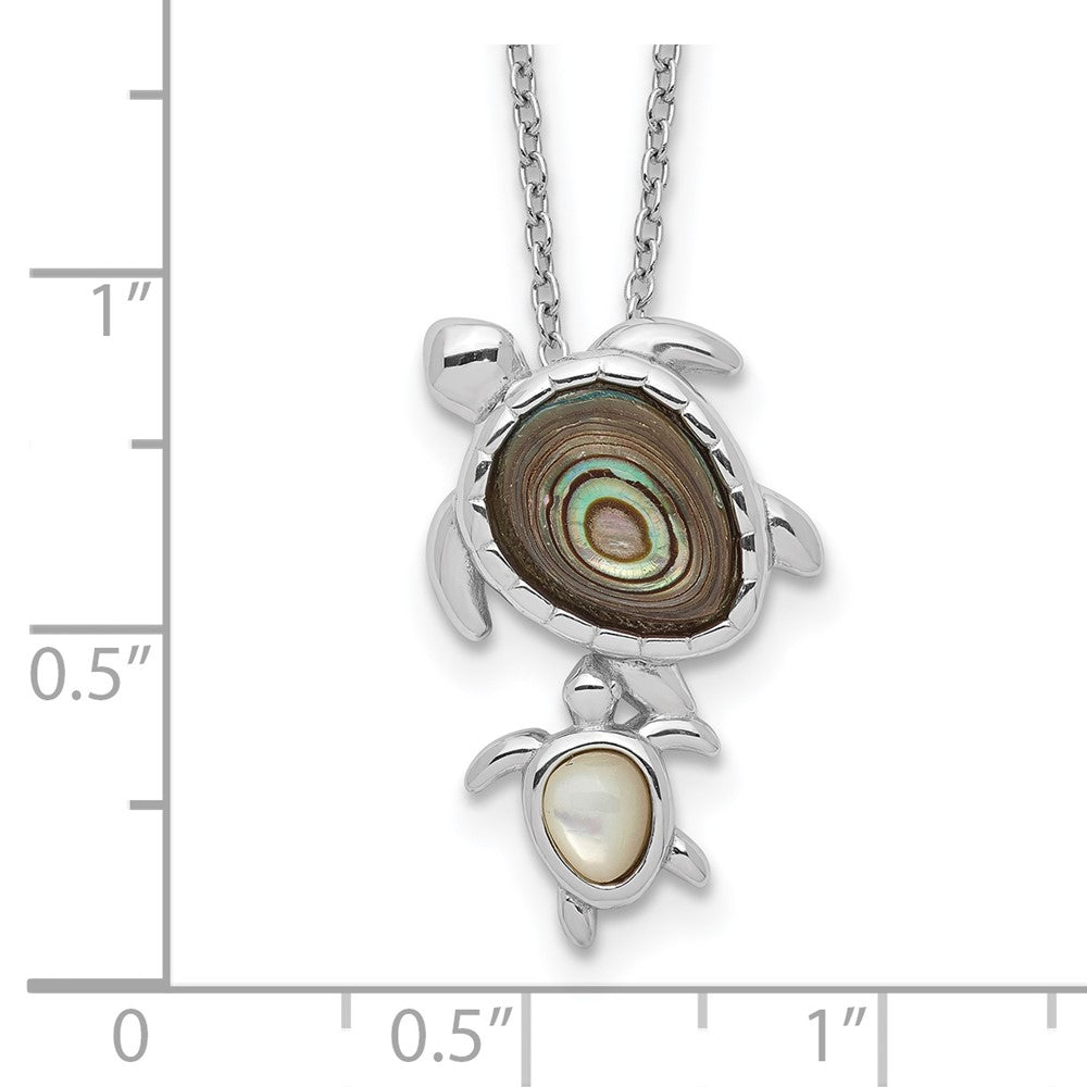 Sterlingsilber Rhodiniert Poliert Abalone und Perlmutt Schildkröte 18 Zoll Halskette