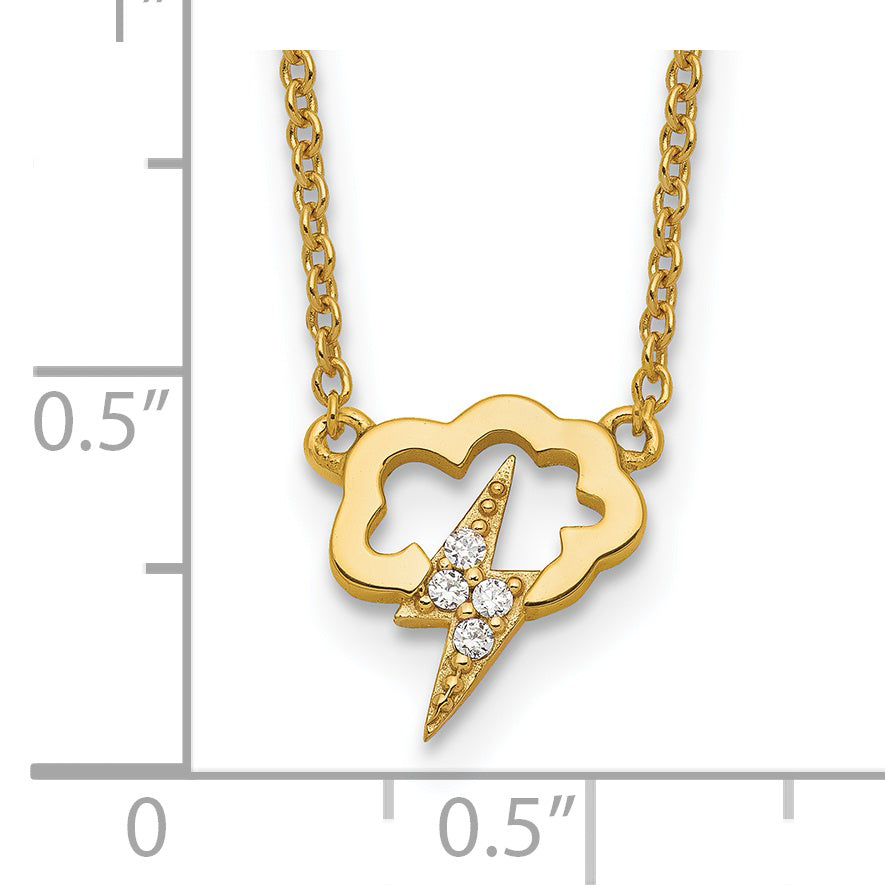 Sterlingsilber Goldfarben Zirkonia Storm Cloud mit 2 Zoll Verlängerung Halskette