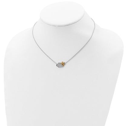 Sterlingsilber Rhodiniert Goldfarben Zirkonia Cloud mit Sonne 2 Zoll Verlängerung Halskette