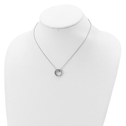 Sterlingsilber Rhodiniert Zirkonia Kreis mit 1 Zoll. Verlängerung. Halskette