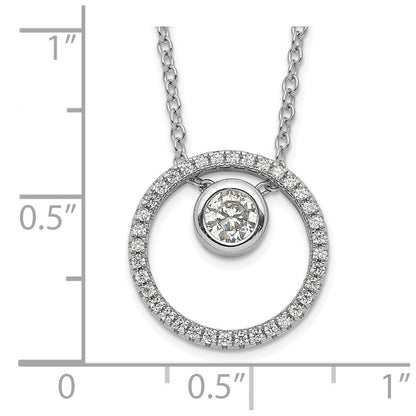 Sterlingsilber Rhodiniert Zirkonia Kreis mit 1 Zoll. Verlängerung. Halskette