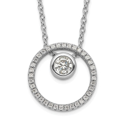 Sterlingsilber Rhodiniert Zirkonia Kreis mit 1 Zoll. Verlängerung. Halskette