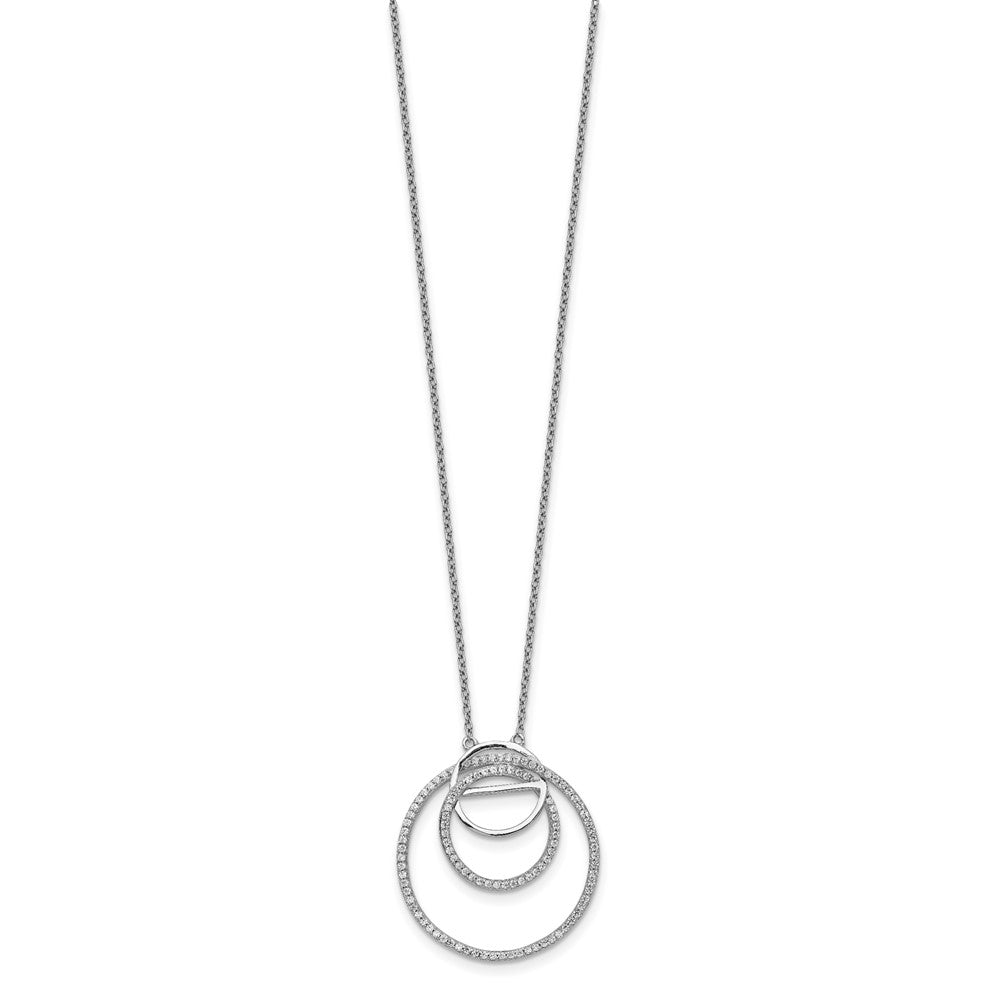 Sterlingsilber Rhodiniert Zirkonia Loop Kreise mit 2 In. Verlängerung. Halskette