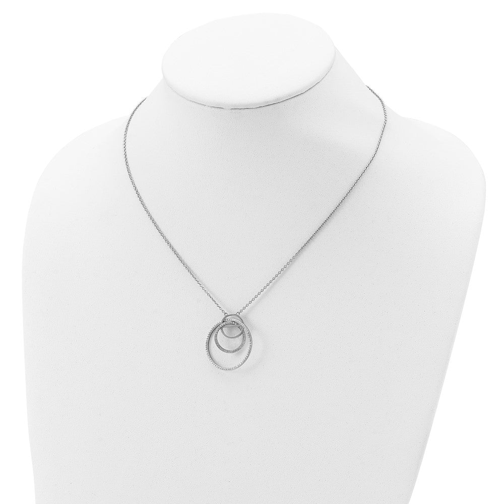 Sterlingsilber Rhodiniert Zirkonia Loop Kreise mit 2 In. Verlängerung. Halskette