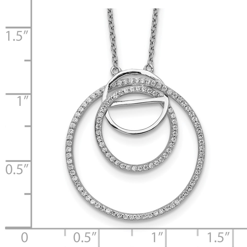 Sterlingsilber Rhodiniert Zirkonia Loop Kreise mit 2 In. Verlängerung. Halskette