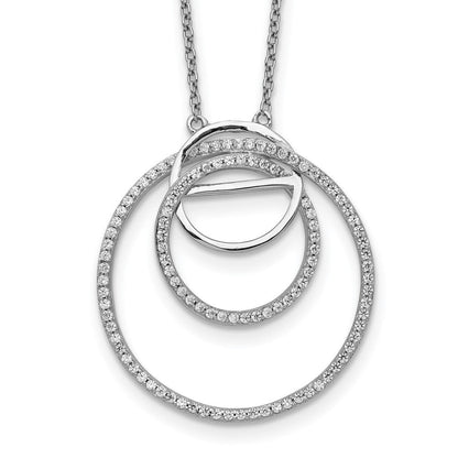 Sterlingsilber Rhodiniert Zirkonia Loop Kreise mit 2 In. Verlängerung. Halskette