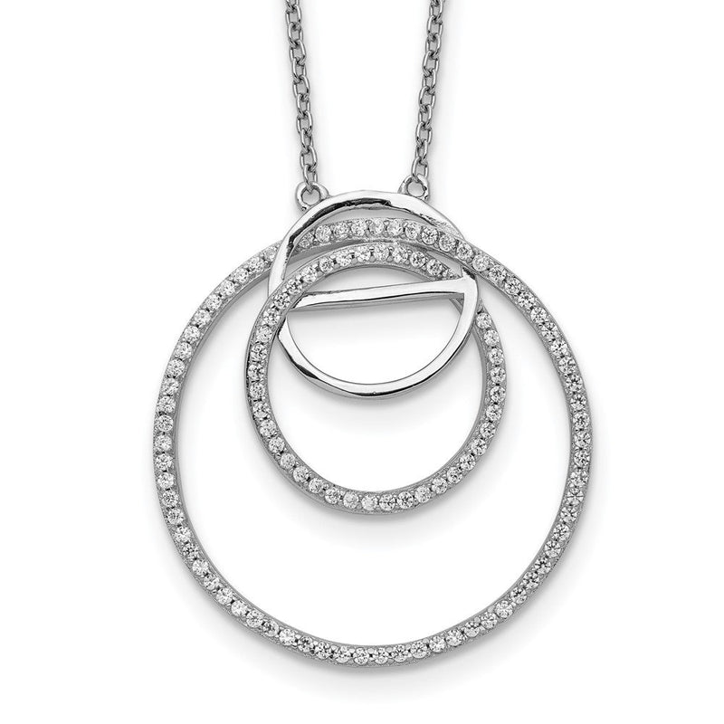 Sterlingsilber Rhodiniert Zirkonia Loop Kreise mit 2 In. Verlängerung. Halskette
