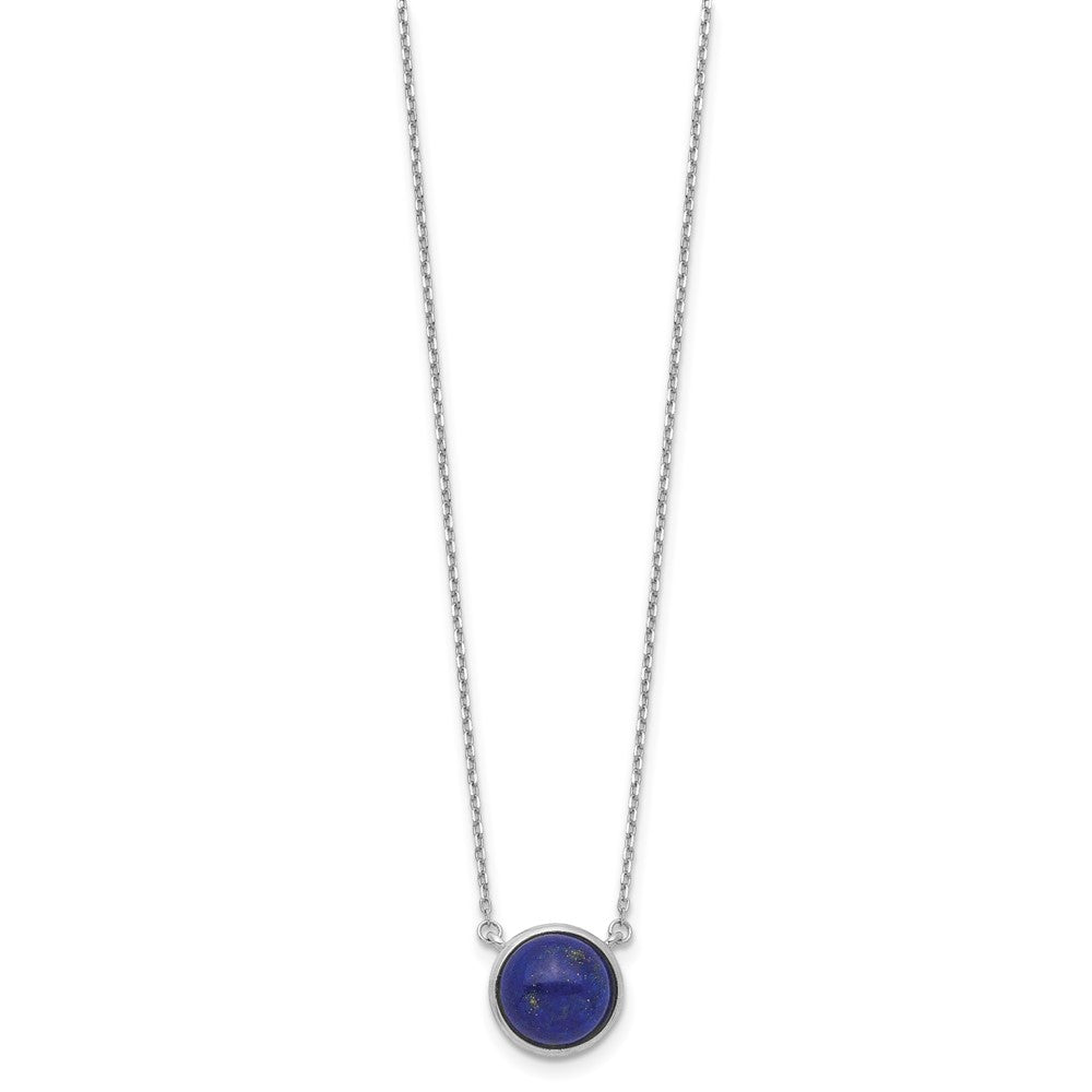 Sterlingsilber Rhodiniert Rund Lapis Cabochon Halskette