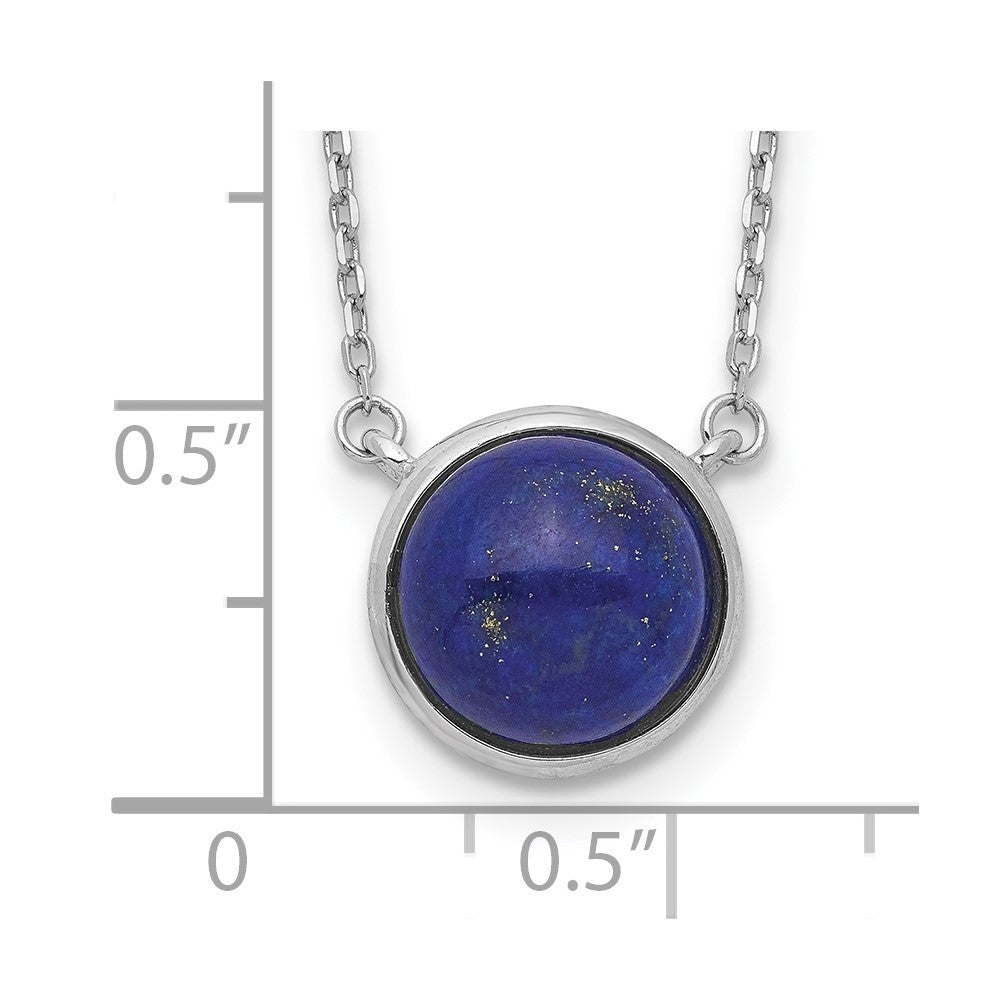 Sterlingsilber Rhodiniert Rund Lapis Cabochon Halskette