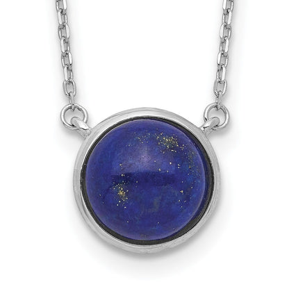 Sterlingsilber Rhodiniert Rund Lapis Cabochon Halskette
