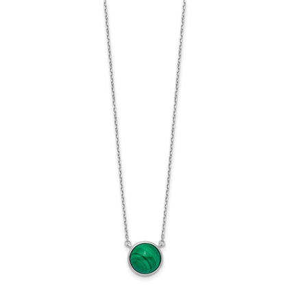 Sterlingsilber Rhodiniert Rund Malachite Cabochon Halskette