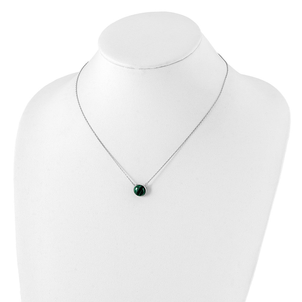 Sterlingsilber Rhodiniert Rund Malachite Cabochon Halskette