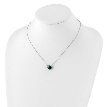 Sterlingsilber Rhodiniert Rund Malachite Cabochon Halskette