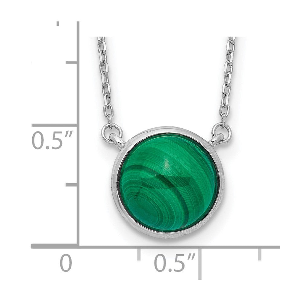 Sterlingsilber Rhodiniert Rund Malachite Cabochon Halskette