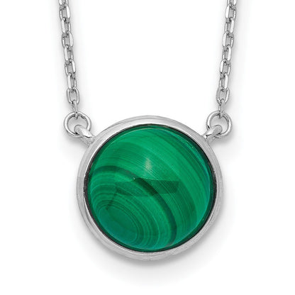 Sterlingsilber Rhodiniert Rund Malachite Cabochon Halskette