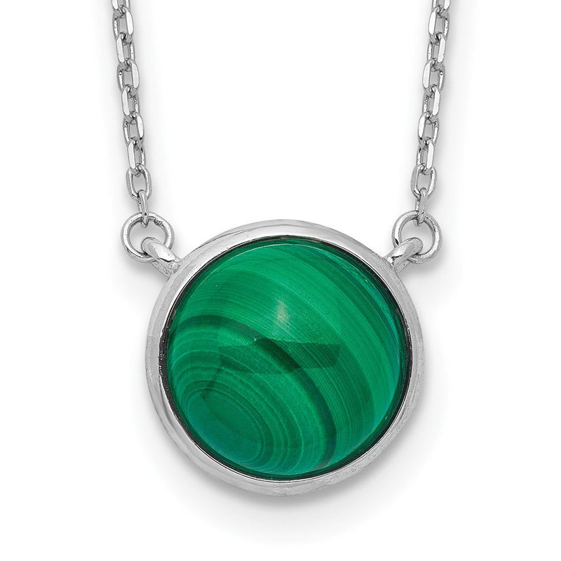 Sterlingsilber Rhodiniert Rund Malachite Cabochon Halskette