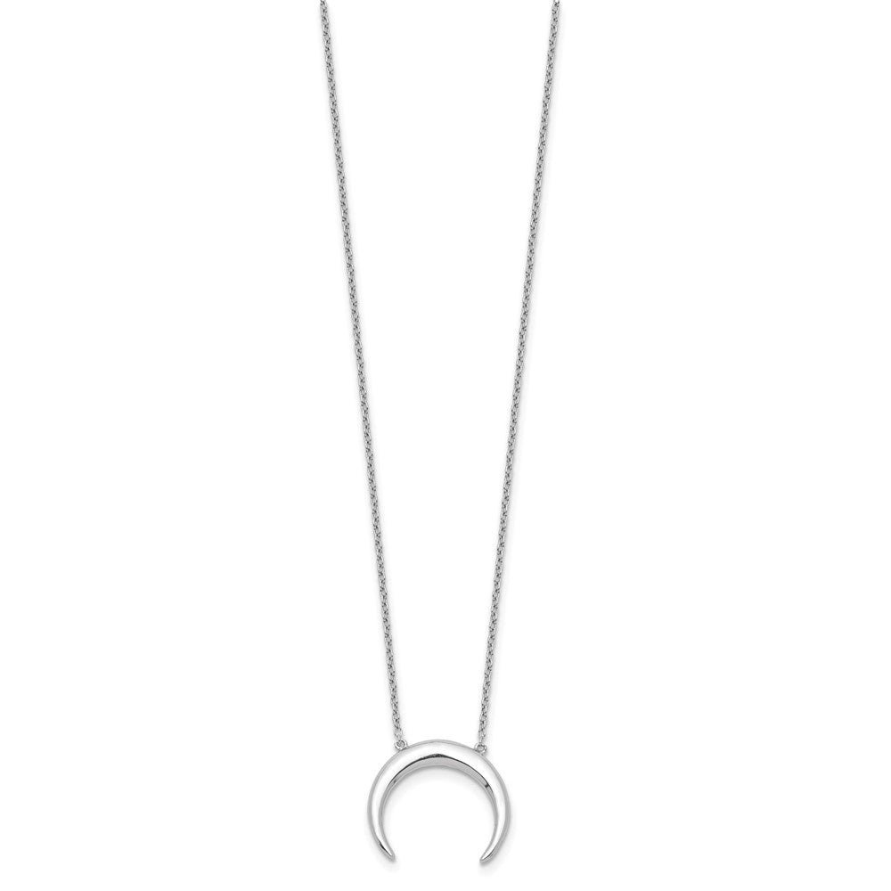 Sterlingsilber Rhodiniert Mond mit 2 Zoll Verlängerung. Halskette
