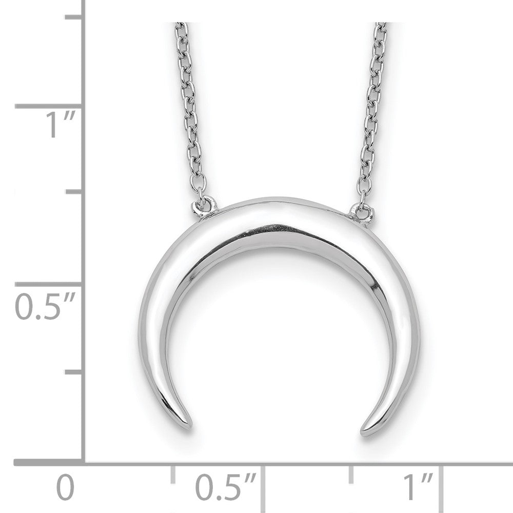 Sterlingsilber Rhodiniert Mond mit 2 Zoll Verlängerung. Halskette