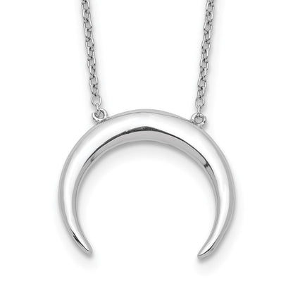 Sterlingsilber Rhodiniert Mond mit 2 Zoll Verlängerung. Halskette
