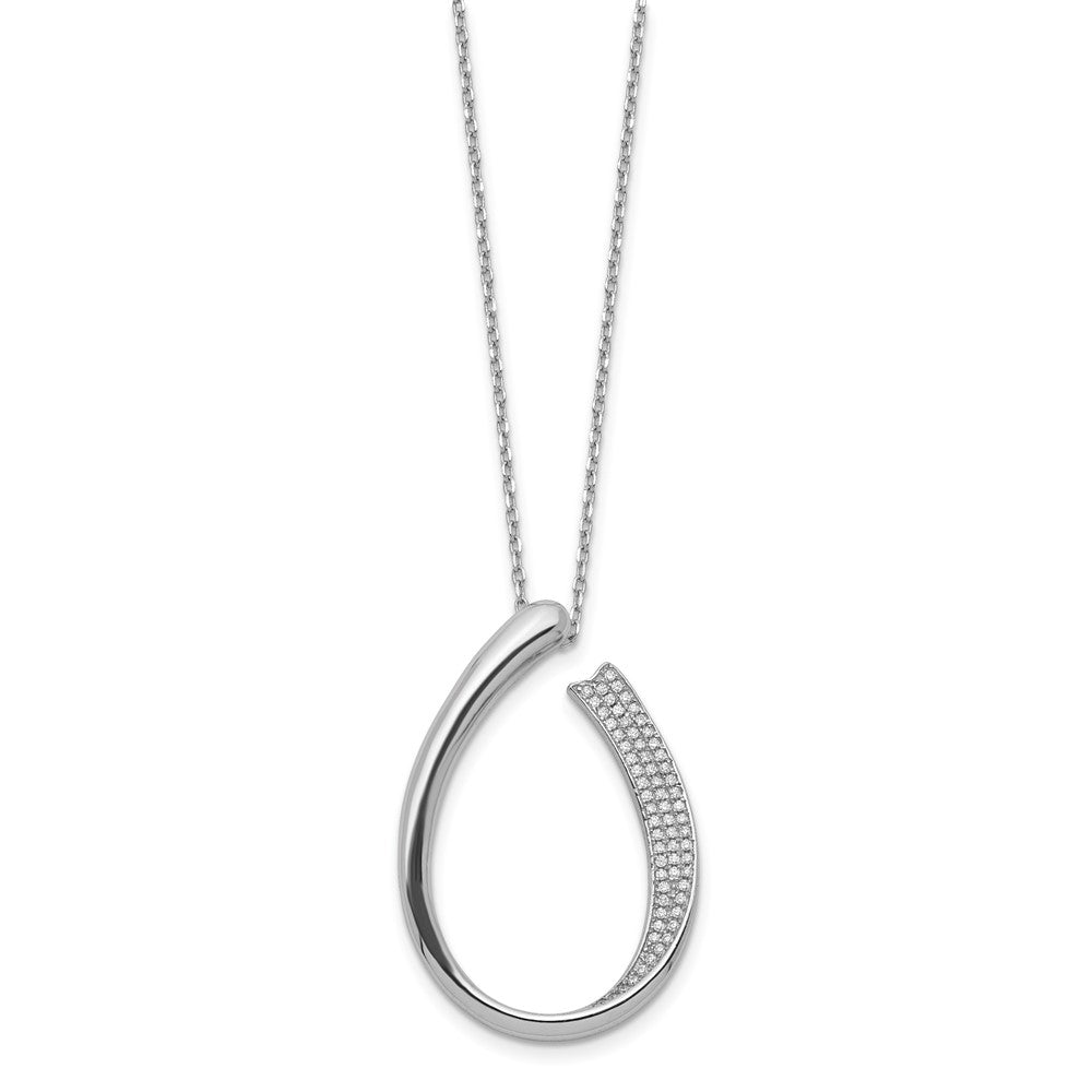Sterlingsilber Rhodiniert Zirkonia Mikro Pavé mit 2 Zoll Verlängerung. Halskette