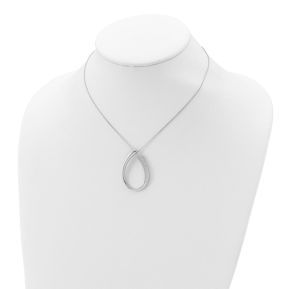 Sterlingsilber Rhodiniert Zirkonia Mikro Pavé mit 2 Zoll Verlängerung. Halskette