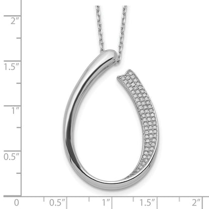 Sterlingsilber Rhodiniert Zirkonia Mikro Pavé mit 2 Zoll Verlängerung. Halskette
