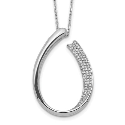 Sterlingsilber Rhodiniert Zirkonia Mikro Pavé mit 2 Zoll Verlängerung. Halskette