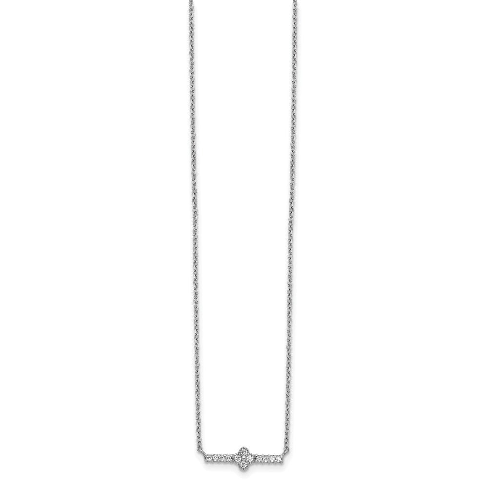 Sterlingsilber Rhodiniert Zirkonia Fantasie Stab Halskette