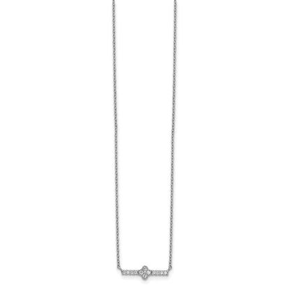Sterlingsilber Rhodiniert Zirkonia Fantasie Stab Halskette