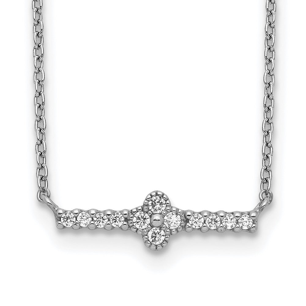 Sterlingsilber Rhodiniert Zirkonia Fantasie Stab Halskette