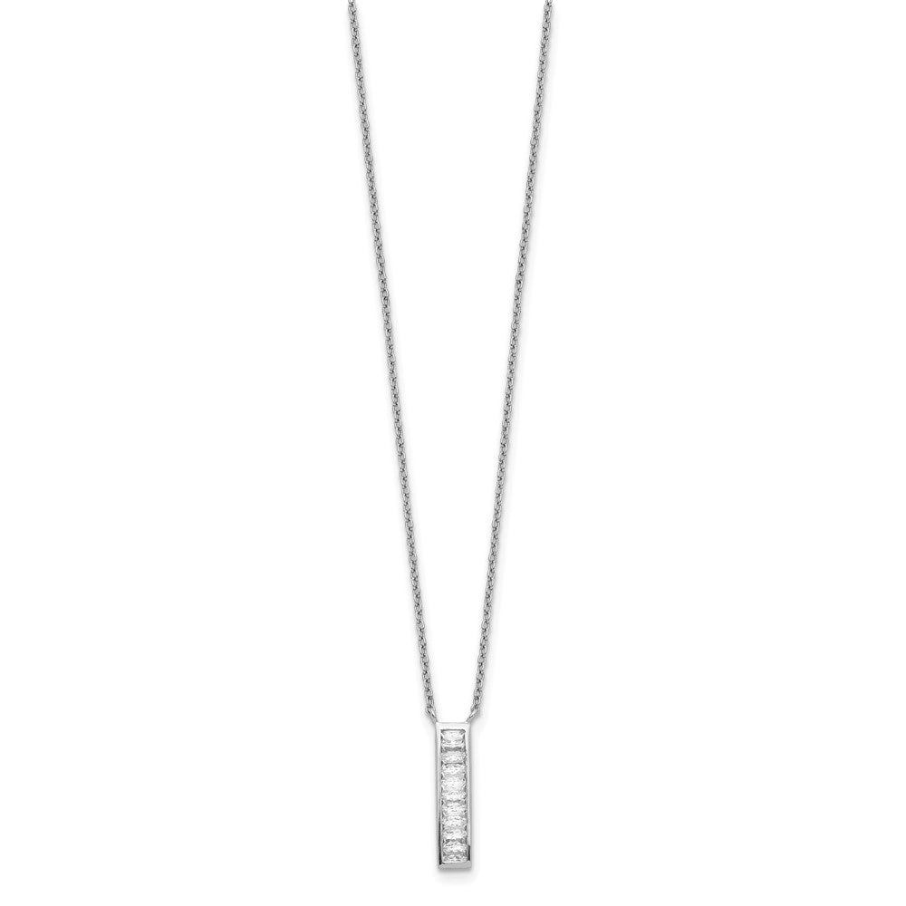 Sterlingsilber Rhodiniert Zirkonia Vertikal Stab Halskette