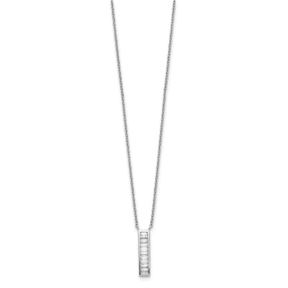 Sterlingsilber Rhodiniert Zirkonia Vertikal Stab Halskette