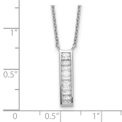 Sterlingsilber Rhodiniert Zirkonia Vertikal Stab Halskette