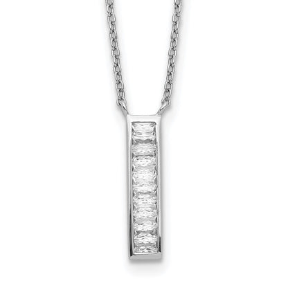 Sterlingsilber Rhodiniert Zirkonia Vertikal Stab Halskette