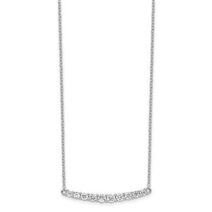 Sterlingsilber Rhodiniert Zirkonia Stab mit 2 Zoll Verlängerung. Halskette