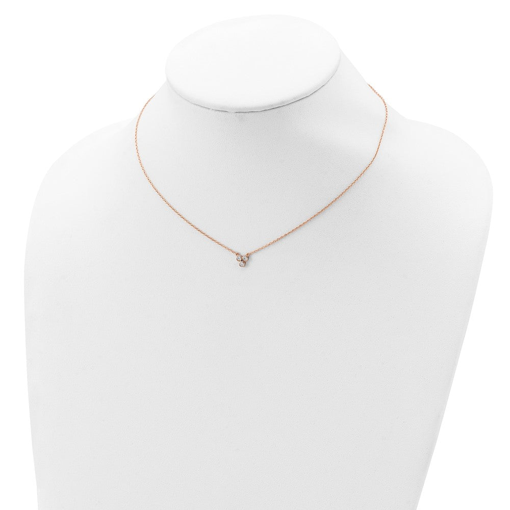 Sterlingsilber Roséfarben 3-cz mit 2 Zoll Verlängerung Halskette