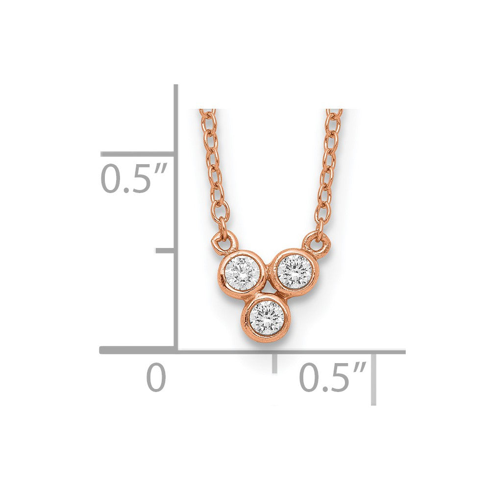Sterlingsilber Roséfarben 3-cz mit 2 Zoll Verlängerung Halskette