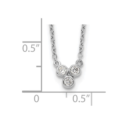 Sterlingsilber Rhodiniert 3-cz mit 2 Zoll Verlängerung Halskette