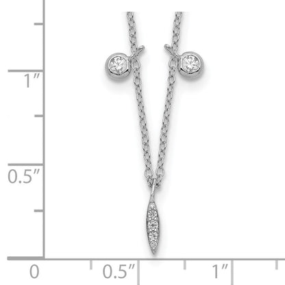 Sterlingsilber Rhodiniert Zirkonia mit 2 Zoll Verlängerung Halskette