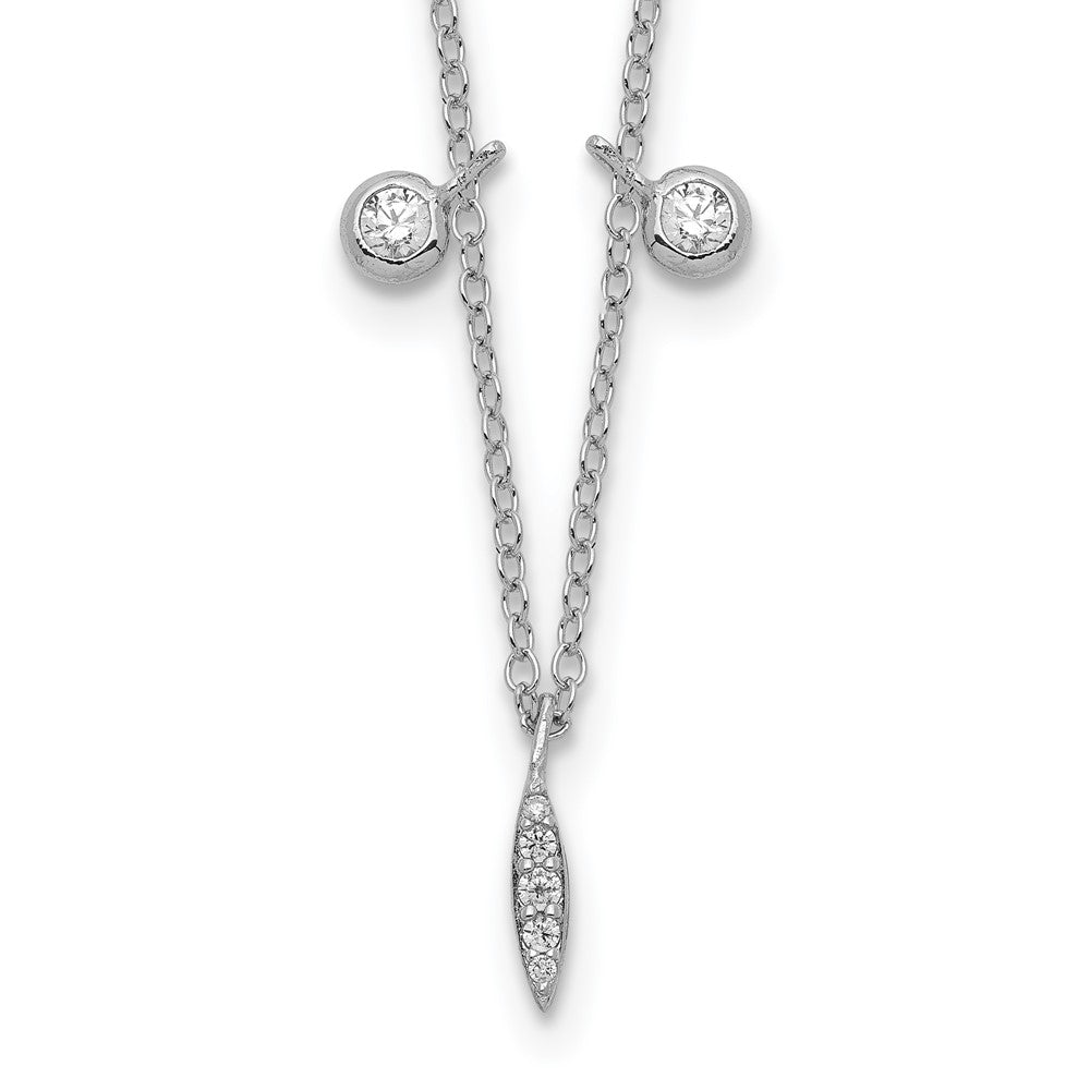 Sterlingsilber Rhodiniert Zirkonia mit 2 Zoll Verlängerung Halskette