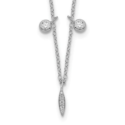 Sterlingsilber Rhodiniert Zirkonia mit 2 Zoll Verlängerung Halskette