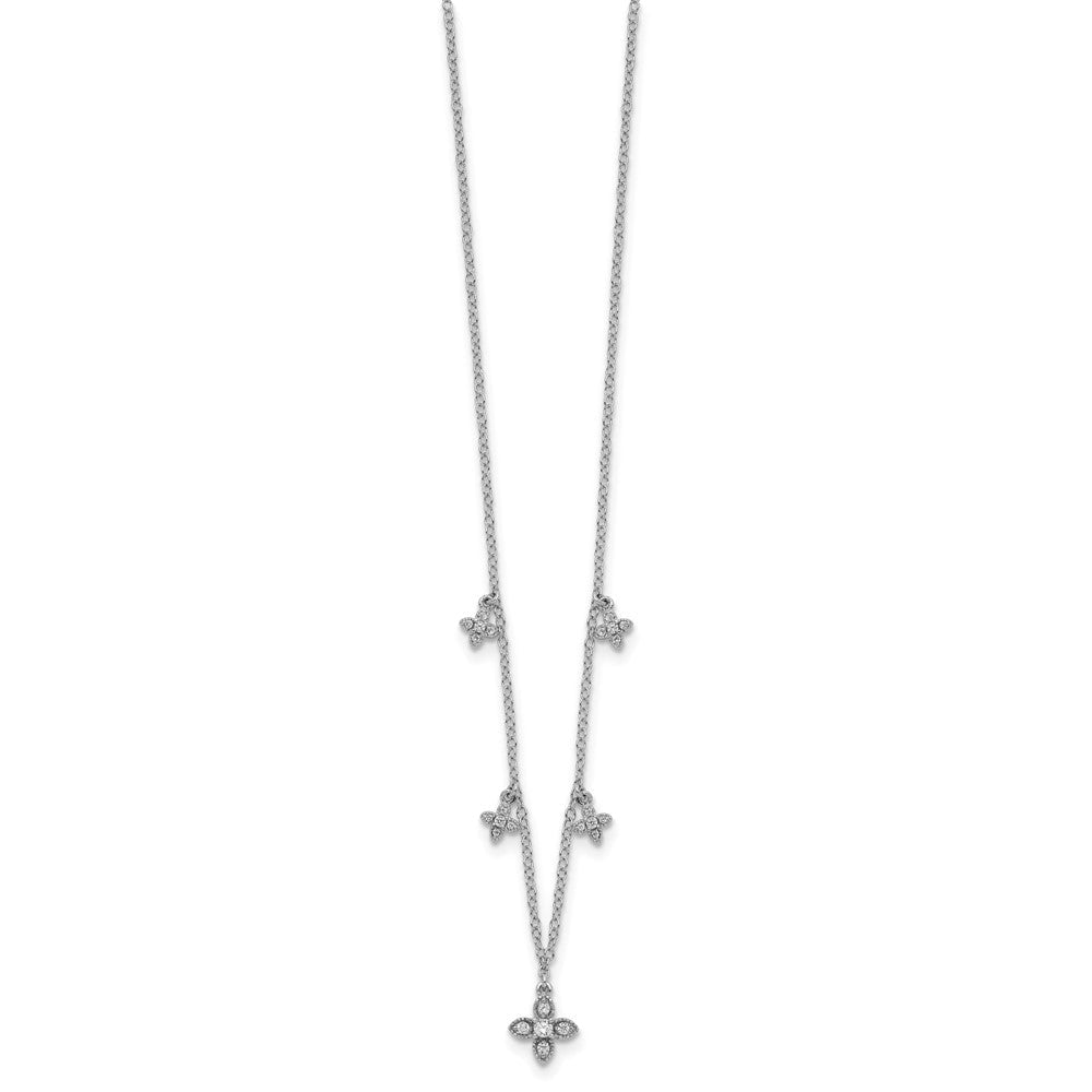 Sterlingsilber Rhodiniert Zirkonia Crosses mit 2 Zoll Verlängerung Halskette