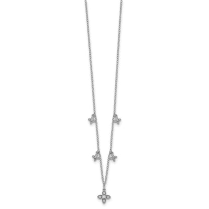 Sterlingsilber Rhodiniert Zirkonia Crosses mit 2 Zoll Verlängerung Halskette