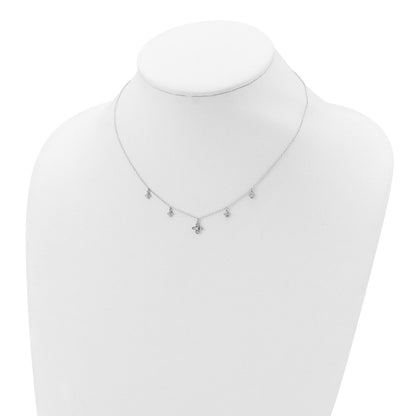 Sterlingsilber Rhodiniert Zirkonia Crosses mit 2 Zoll Verlängerung Halskette